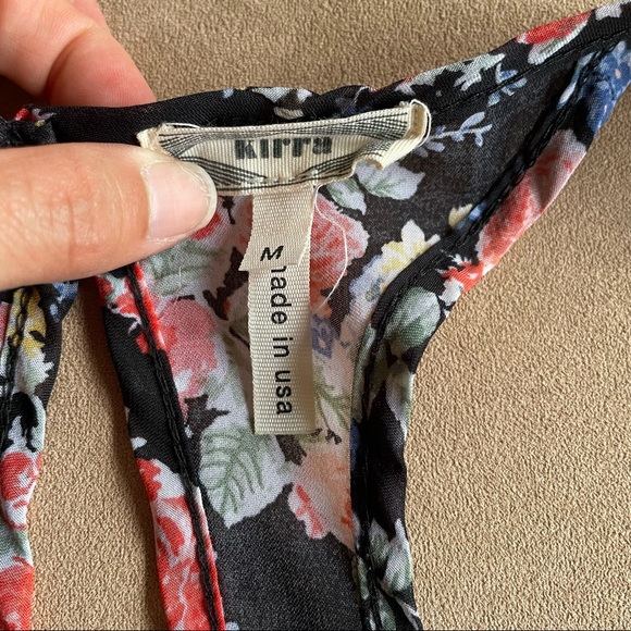 Kirra Floral Tank - Black and Pink, Size M - Picture 2 of 4